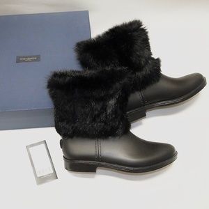 Piazza Sempione Fur Chelsea Rain Boots in Black Size 37